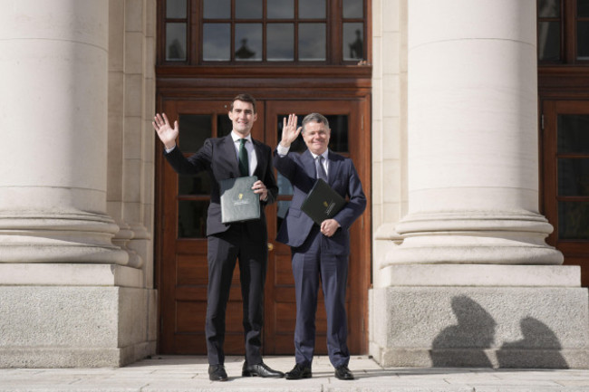 finance-minister-jack-chambers-left-and-minister-for-public-expenditure-paschal-donohoe-ahead-of-a-press-conference-for-the-2025-budget-at-the-department-of-finance-in-dublin-picture-date-tuesday