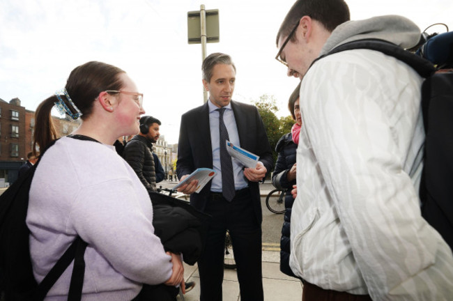 taoiseach-simon-harris-canvassing-voters-on-st-stephens-green-dublin-the-government-has-defended-its-spending-plans-after-it-was-accused-of-running-a-giveaway-budget-ahead-of-an-impending-electi