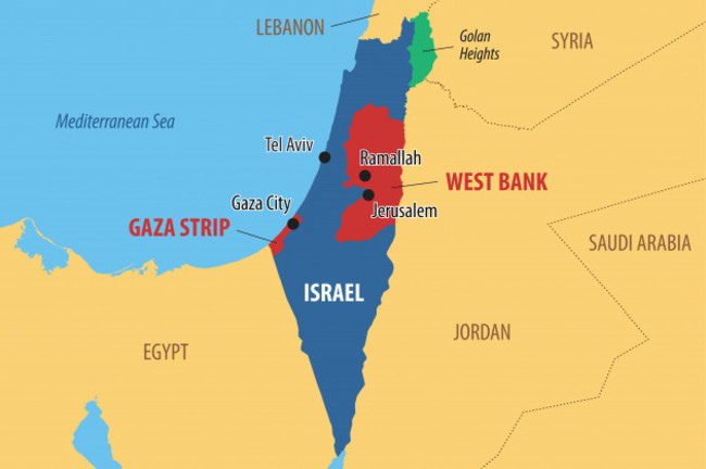 vectormapofisraelandpalestineshowingtheareasof