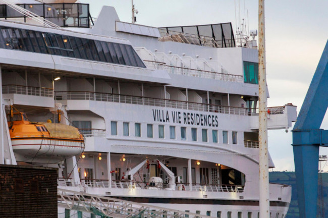 villa-vie-odyssey-cruise-ship-at-belfast-port-luxury-cruise-passengers-who-have-been-marooned-in-belfast-for-four-months-are-hoping-to-hit-the-seas-this-week-picture-date-saturday-september-28-202