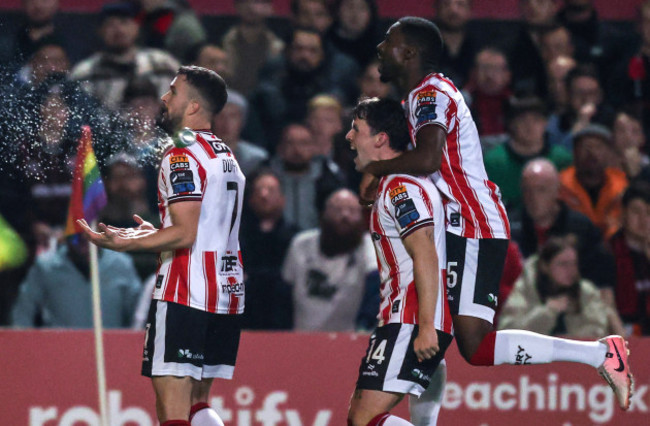 a-can-is-thrown-towards-michael-duffy-after-he-scored-his-sides-first-goal-of-the-match