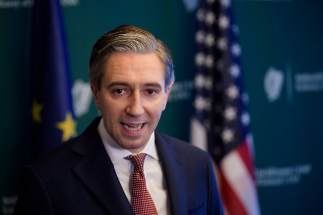 taoiseach-simon-harris-speaks-to-the-media-during-a-press-conference-at-dupont-circle-hotel-in-washington-dc-us-picture-date-wednesday-october-9-2024