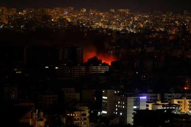 beirut-lebanon-21st-oct-2024-smoke-rises-from-areas-targeted-by-an-israeli-airstrike-in-beiruts-southern-suburbs-late-on-october-21-2024-lebanese-state-media-reported-israeli-strikes-on-hezboll