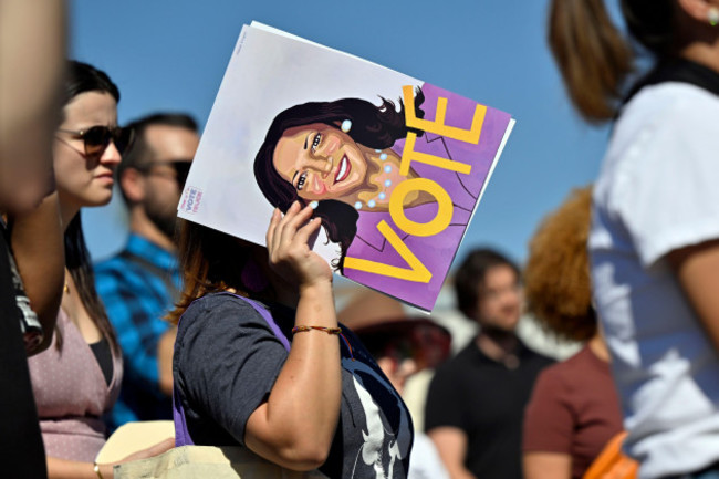 las-vegas-nevada-usa-16th-oct-2024-harris-supporters-display-placards-during-a-reproductive-freedom-national-bus-tour-stop-in-las-vegas-nevada-credit-image-david-beckerzuma-press-wire