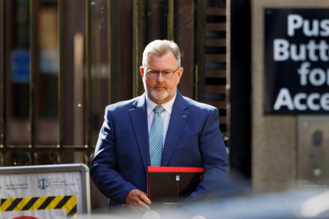 former-dup-leader-sir-jeffrey-donaldson-leaving-newry-crown-court-where-he-has-pleaded-not-guilty-to-18-historical-sex-offences-the-charges-include-one-count-of-rape-as-well-as-allegations-of-indecen