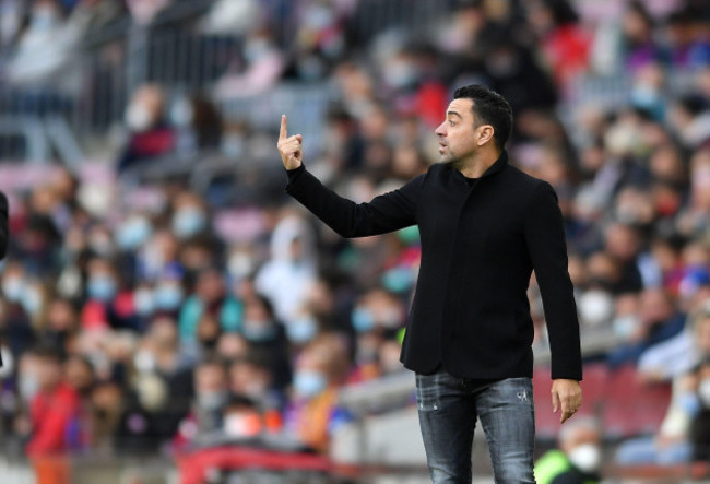 xavi-hernandez-head-coach-of-fc-barcelona-during-the-twenty-three-day-of-la-liga-santader-match-between-fc-barcelona-and-atletico-de-madrid-at-camp-nou-stadium-on-february-06-2022-in-barcelona-spai