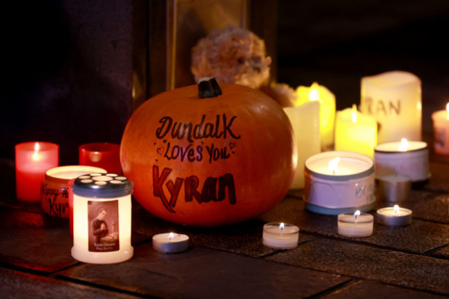 a-pumpkin-and-candles-among-other-tributes-places-during-a-vigil-for-kyran-durnin-in-market-square-dundalk-earlier-this-month-gardai-opened-a-murder-investigation-months-after-the-missing-schoolboy