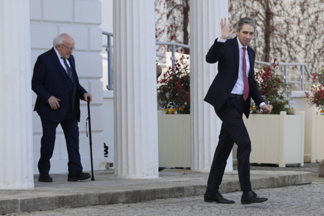 new-fine-gael-leader-simon-harris-leaving-aras-an-uachtarain-after-meeting-the-president-of-ireland-michael-d-higgins-left-to-receive-the-seal-of-office-after-being-appointed-irelands-new-taoiseach