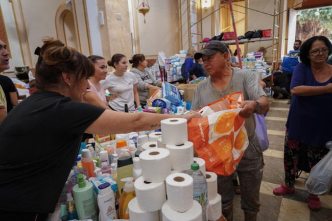 donations-of-aid-are-being-organized-by-volunteers-and-social-workers-for-the-flood-victims-at-an-assistance-point-in-the-parrish-of-the-la-torre-neighbourhood-of-valencia-spain-friday-nov-1-2024