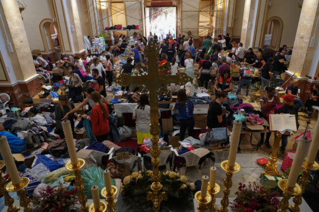 donations-of-aid-are-being-organized-by-volunteers-and-social-workers-for-the-flood-victims-at-an-assistance-point-in-the-parrish-of-the-la-torre-neighbourhood-of-valencia-spain-friday-nov-1-2024