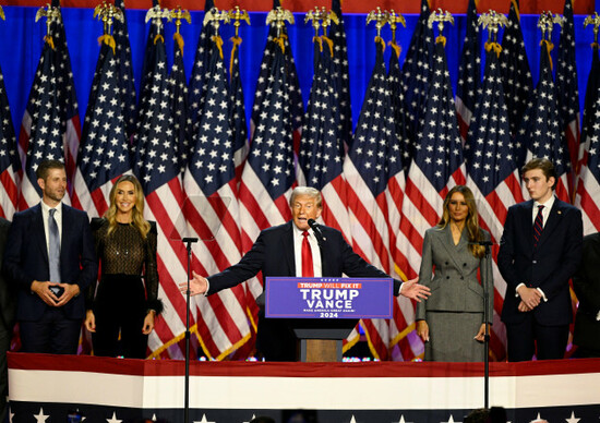 palm-beach-united-states-06th-nov-2023-former-united-states-president-donald-trump-delivers-a-speech-from-the-palm-beach-convention-center-at-the-trump-campaign-election-night-watch-party-in-west