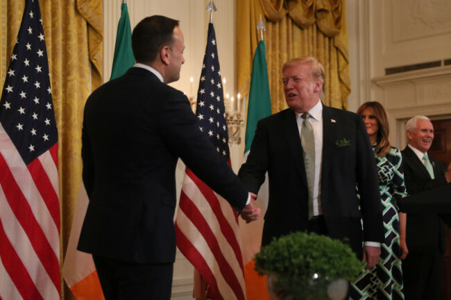 taoiseach-leo-varadkar-and-us-president-donald-trump-during-a-st-patricks-day-celebration-reception-and-shamrock-presentation-ceremony-at-the-white-house-in-washington-d-c