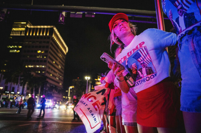 west-palm-beach-florida-usa-5th-nov-2024-trump-supporters-rally-outside-of-the-palm-beach-convention-center-as-they-await-the-final-results-of-the-2024-presidential-elections-credit-image