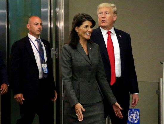 president-donald-trump-accompanied-by-u-s-ambassador-nikki-haley-arrives-at-the-united-nations-monday-sept-18-2017-ap-photorichard-drew