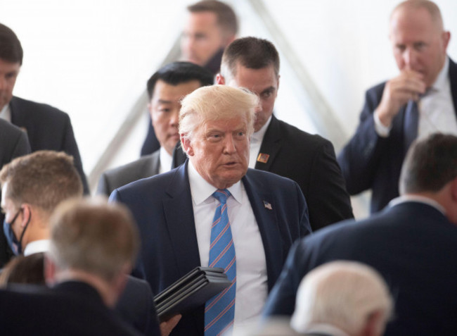 midland-tx-usa-july-29-2020-u-s-president-donald-trump-acknowledges-a-crowd-of-invited-guests-at-a-signing-ceremony-and-campaign-speech-next-to-the-latshaw-9-drilling-rig-on-the-double-eagle-well