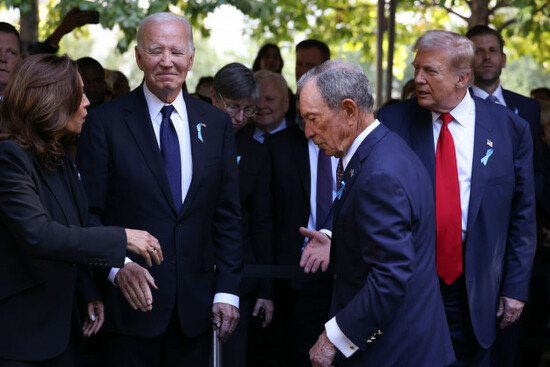 democratic-presidential-nominee-vice-president-kamala-harris-far-left-greets-republican-presidential-nominee-former-president-donald-trump-far-right-as-president-joe-biden-and-michael-bloomberg-lo