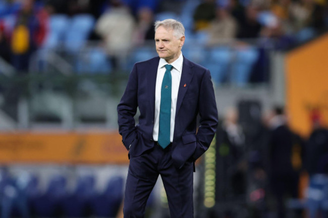 sydney-australia-06th-july-2024-joe-schmidt-coach-of-wallabies-watches-the-wallabies-warm-up-during-the-international-friendly-test-match-between-australia-wallabies-and-wales-at-allianz-stadium