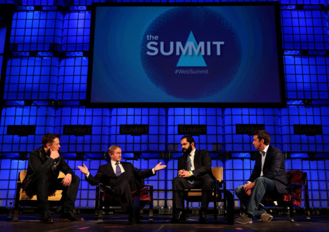 taoiseach-enda-kenny-td-second-right-with-from-left-elon-musk-shervin-pishevar-and-mark-little-at-the-dublin-web-summit-which-is-being-held-at-the-rds-dublin