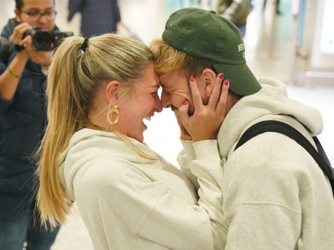 series-winner-sam-thompson-right-is-greeted-by-zara-mcdermott-at-heathrow-airport-london-after-taking-part-in-the-itv-series-im-a-celebrity-get-me-out-of-here-in-australia-picture-date-wednesd