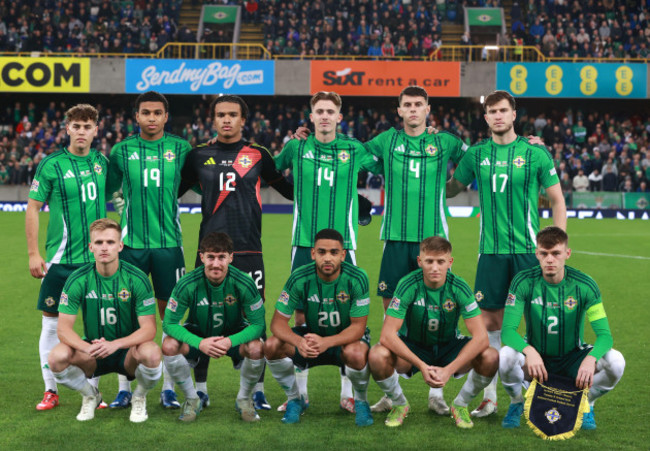 a-northern-ireland-team-group-photo-ahead-of-the-uefa-nations-league-group-c3-match-at-windsor-park-belfast-picture-date-tuesday-october-15-2024