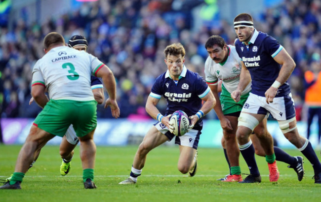 scotlands-george-horne-centre-with-the-ball-during-the-autumn-international-match-at-the-scottish-gas-murrayfield-stadium-edinburgh-picture-date-saturday-november-16-2024