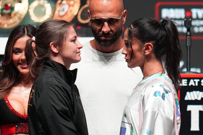 katie-taylor-front-left-and-amanda-serrano-front-right-face-off-during-a-news-conference-ahead-of-her-undisputed-super-lightweight-world-title-bout-the-co-main-event-in-the-mike-tyson-vs-jake-pa