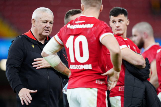 wales-head-coach-warren-gatland-left-reacts-after-the-autumn-international-match-at-the-principality-stadium-cardiff-picture-date-sunday-november-17-2024