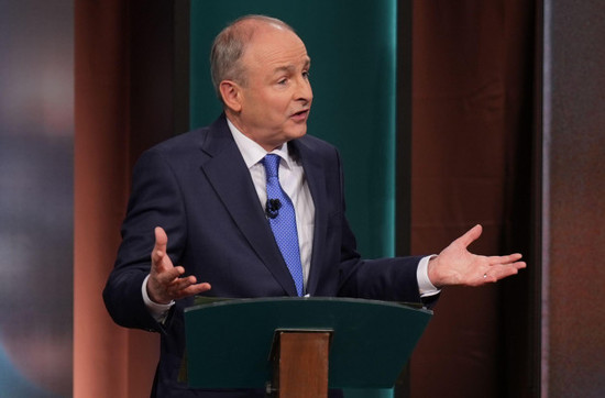 tanaiste-and-leader-of-fianna-fail-micheal-martin-during-the-general-election-leaders-debate-at-rte-studios-in-montrose-dublin-rtes-upfront-with-katie-hannon-is-hosting-irelands-largest-ever-lea