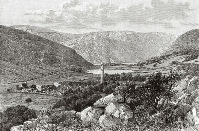 glendalough-valley-site-of-an-early-christian-monastic-settlement-nestled-in-the-wicklow-mountains-country-wicklow-republic-of-ireland-europe-three-months-in-ireland-by-miss-marie-anne-de-bovet-1