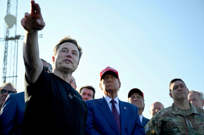 president-elect-donald-trump-listens-to-elon-musk-at-the-launch-of-the-sixth-test-flight-of-the-spacex-starship-rocket-tuesday-nov-19-2024-in-boca-chica-texas-brandon-bellpool-via-ap