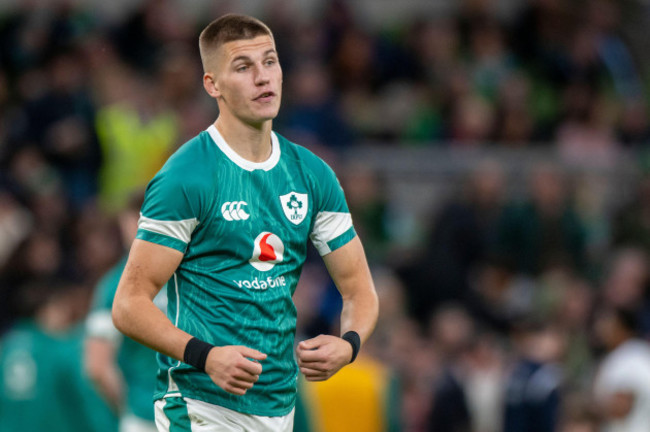 dublin-ireland-23rd-nov-2024-sam-prendergast-of-ireland-during-the-autumn-nations-series-match-between-ireland-and-fiji-at-aviva-stadium-in-dublin-ireland-on-november-23-2024-photo-by-andrew-su