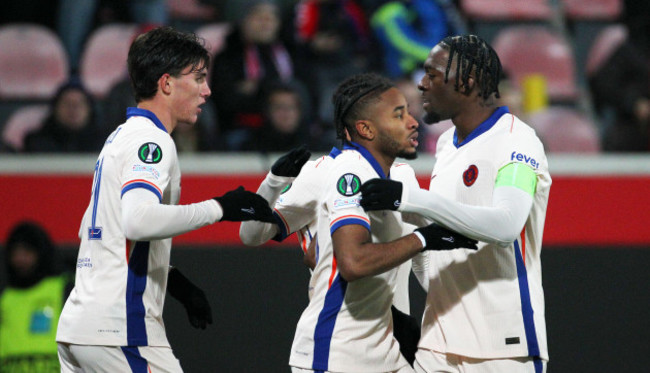 heidenheim-an-der-brenz-germany-28th-november-2024-christopher-nkunku-of-chelsea-celebrates-after-scoring-0-1-during-the-europa-conference-league-soccer-match-between-fch-heidenheim-and-fc-chelsea