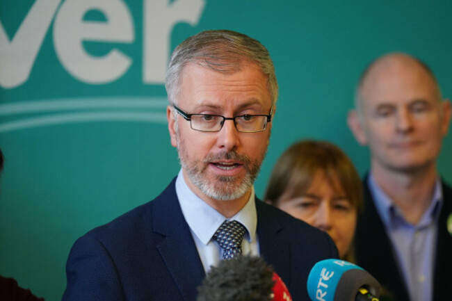 green-leader-roderic-ogorman-with-party-candidates-speaking-during-a-press-conference-at-the-irish-architectural-archive-dublin-on-the-last-day-of-campaigning-ahead-of-the-general-election-on-fri