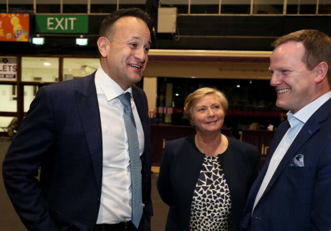 taoiseach-leo-varadkar-left-with-fine-gael-candidate-frances-fitzgerald-and-fine-gaels-alan-farrell-at-the-count-centre-in-the-rds-dublin-as-counting-of-votes-continues-in-the-european-elections
