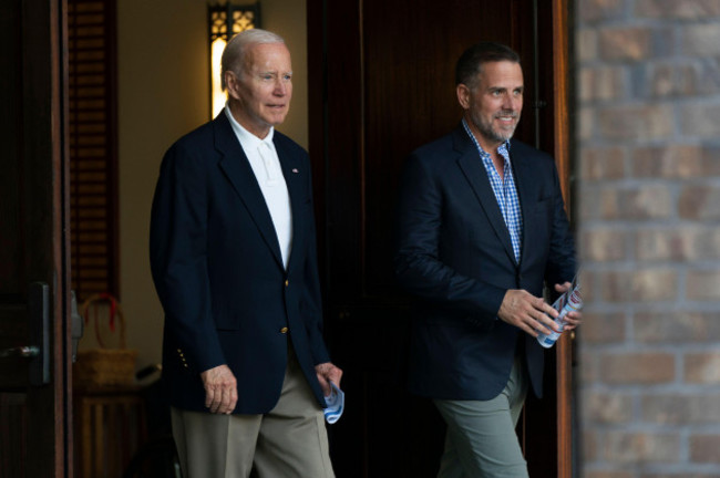 president-joe-biden-and-his-son-hunter-bidden-leave-holy-spirit-catholic-church-in-johns-island-s-c-after-attending-a-mass-saturday-aug-13-2022-biden-is-in-kiawah-island-with-his-family-on-vac