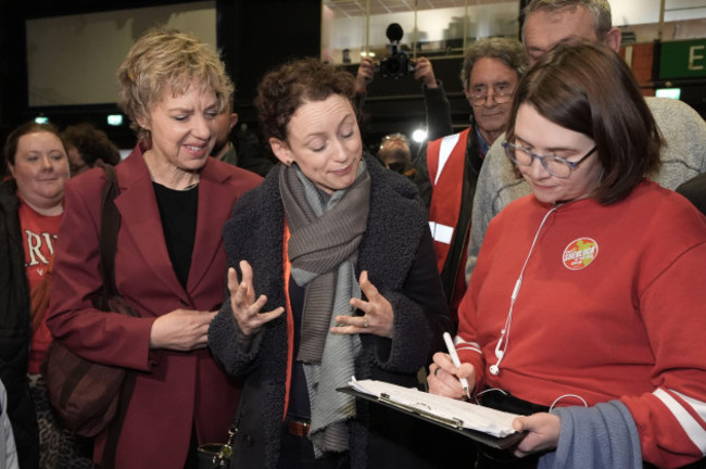 labour-party-leader-ivana-bacik-left-with-candidate-marie-sherlock-centre-as-the-election-count-continues-at-rds-simmonscourt-dublin-after-voters-went-to-the-polls-to-elect-174-tds-across-43-con