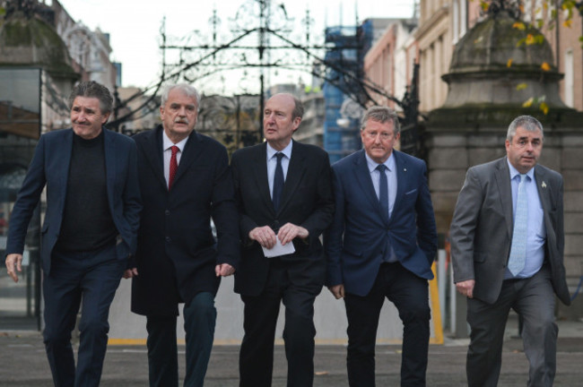 members-of-the-independent-alliance-parliamentary-party-left-to-right-john-halligan-finian-mcgrath-shane-ross-sean-canney-and-kevin-boxer-moran-arrives-to-meet-the-media-outside-leinster-hous