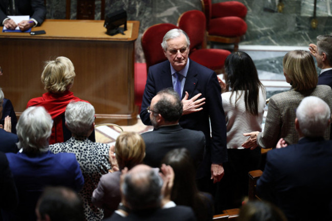 french-prime-minister-michel-barnier-during-the-debate-prior-to-the-no-confidence-votes-on-prime-minister-barniers-administration-at-the-national-assembly-in-paris-france-on-december-4-2024-the-fr