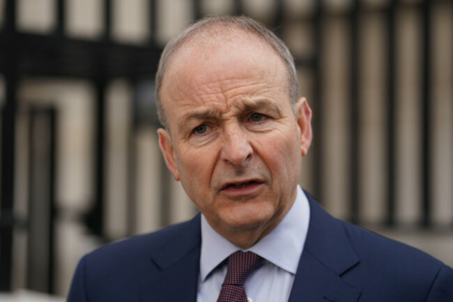 tanaiste-minister-for-foreign-affairs-and-minister-for-defence-micheal-martin-td-speaking-to-members-of-the-media-as-he-arrives-at-government-buildings-dublin-to-attend-cabinet-meeting-picture-da