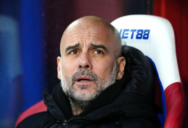 file-photo-dated-071224-of-pep-guardiola-who-is-mulling-over-how-best-to-cope-with-manchester-citys-defensive-problems-for-sundays-derby-at-the-etihad-issue-date-friday-december-13-2024