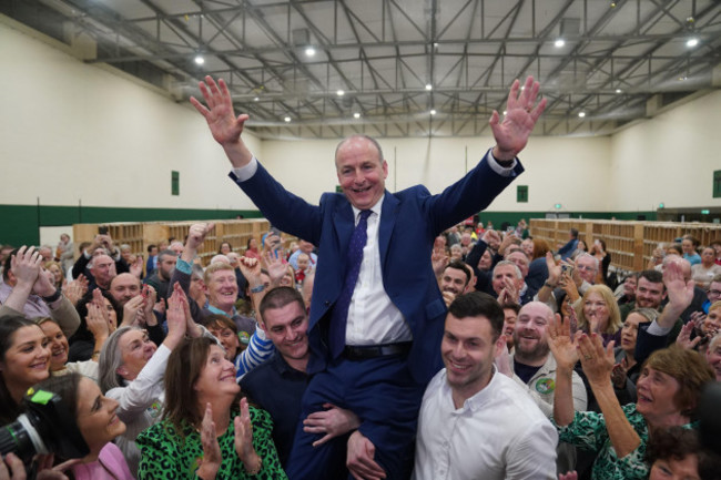 fianna-fail-leader-micheal-martin-is-hoisted-up-by-his-sons-cillian-and-micheal-aodh-after-he-was-deemed-elected-in-the-cork-south-central-constituency-at-the-count-at-nemo-rangers-gaa-club-in-cork