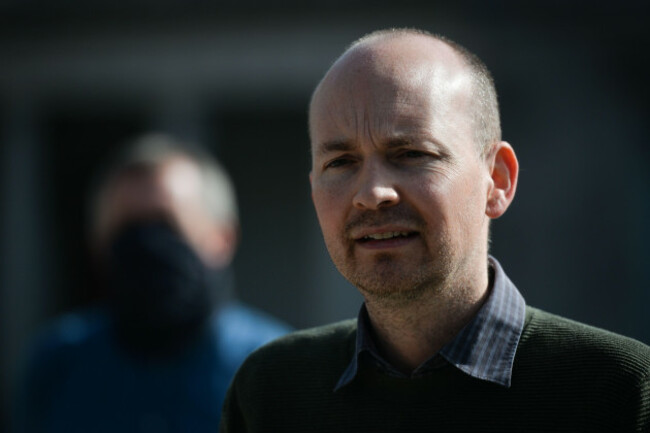 paul-murphy-an-irish-solidaritypeople-before-profit-politician-speaking-to-the-media-outside-leinster-house-in-dublin-on-tuesday-30-march-2021-in-dublin-ireland-photo-by-artur-widaknurphoto