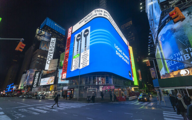 an-enormous-electronic-billboard-in-times-square-in-new-york-on-tuesday-january-22-2019-advertises-the-logic-brand-vaping-e-cig-photo-by-richard-b-levine