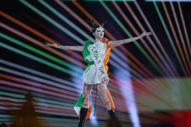 malmo-sweden-11th-may-2024-the-representative-of-ireland-bambie-thug-at-the-eurovision-song-cotest-entering-the-main-stage-on-may-11-2024-in-malmo-sweden-photo-sanjin-strukicpixsell-credit-p