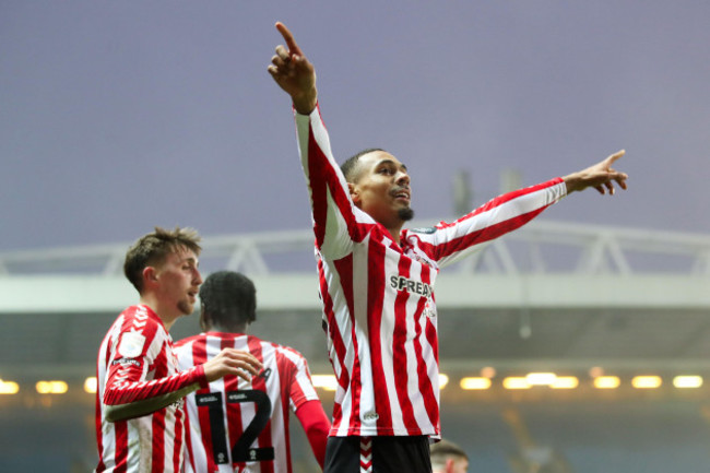 sunderlands-wilson-isidor-celebrates-scoring-their-sides-second-goal-with-teammates-during-the-sky-bet-championship-match-at-ewood-park-blackburn-picture-date-thursday-december-26-2024