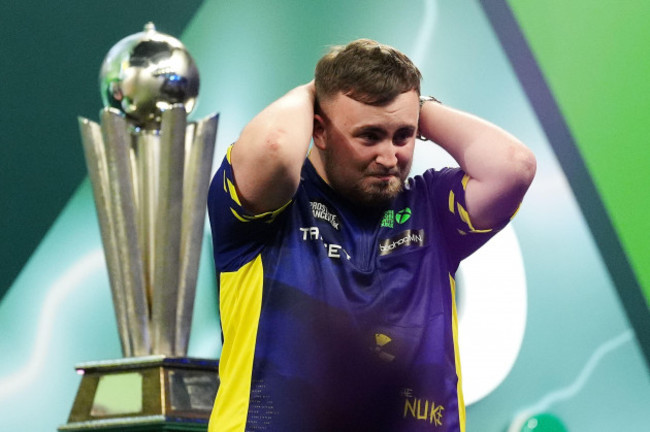 luke-littler-celebrates-winning-the-paddy-power-world-darts-championship-final-against-michael-van-gerwen-not-pictured-at-alexandra-palace-london-picture-date-friday-january-3-2025