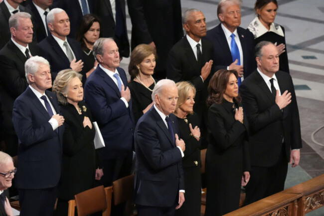 front-row-from-left-president-joe-biden-first-lady-jill-biden-vice-president-kamala-harris-and-second-gentleman-doug-emhoff-and-second-row-from-left-former-president-bill-clinton-former-secretar