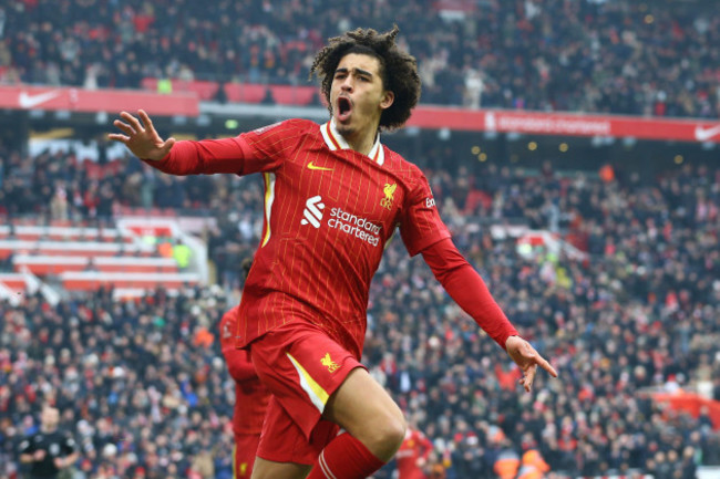 liverpool-uk-11th-jan-2025-jayden-danns-of-liverpool-celebrates-after-scoring-his-teams-3rd-goal-emirates-fa-cup-3rd-round-match-liverpool-v-accrington-stanley-at-anfield-in-liverpool-on-saturda