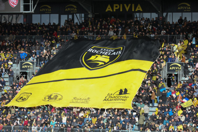 la-rochelle-france-02nd-apr-2023-supporters-of-stade-rochelais-during-the-heineken-champions-cup-round-of-16-rugby-union-match-between-stade-rochelais-la-rochelle-and-gloucester-rugby-on-april