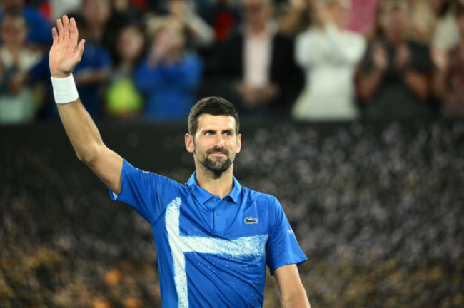 melbourne-australia-13th-jan-2025-novak-djokovic-of-serbia-celebrates-following-his-round-1-win-over-nishesh-basavareddy-of-usa-during-the-2025-australian-open-at-melbourne-park-in-melbourne-mond